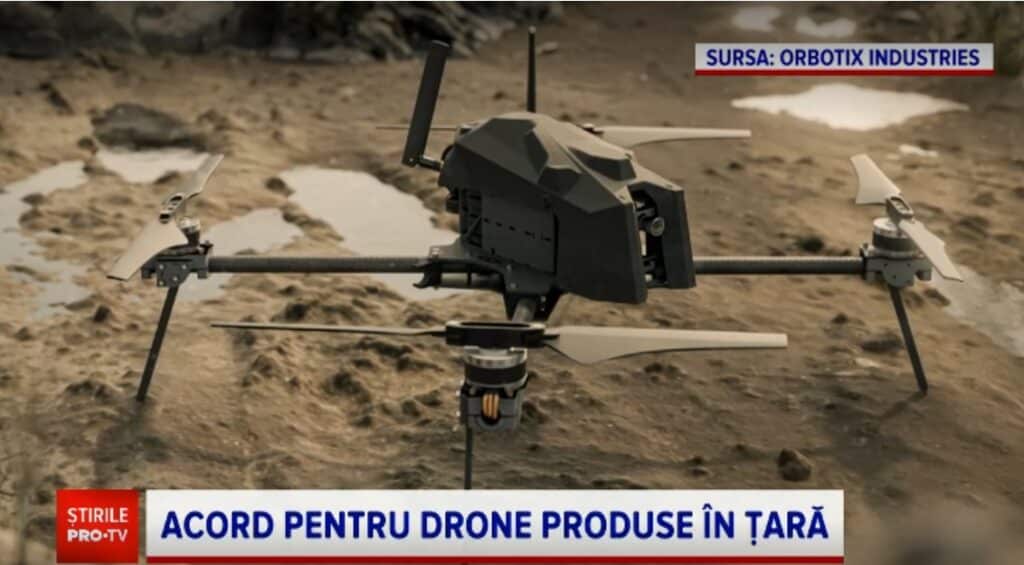 Orbotix drone featured during a Romanian news report on the strategic partnership between Orbotix and Romaero to expand drone manufacturing in Romania.